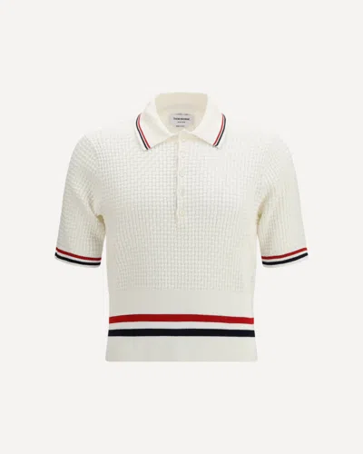 Thom Browne Short-sleeved Polo Shirt In White
