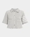 Thom Browne 4-bar Short Sleeve Eyelash Tweed Crop Shirt Jacket