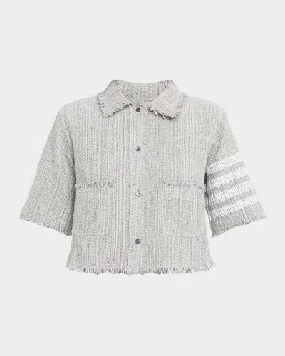THOM BROWNE WOVEN TWEED CROPPED SHIRT JACKET