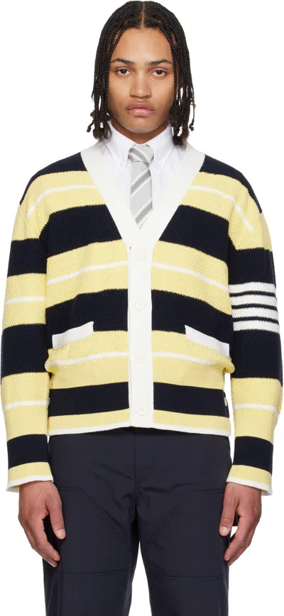 Thom Browne Classic Stripe Seed Stitch V Cardigan In Multi
