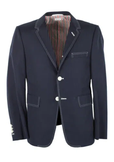 Pre-owned Thom Browne York Typewriter Blue Blazer Sport Coat Size 54 It / 44r U.s.