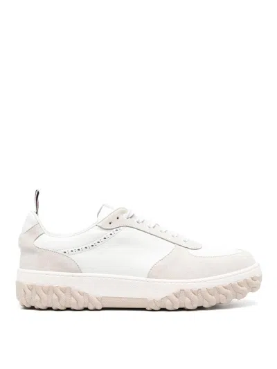 Thom Browne Letterman Panelled Lace-up Sneakers In Tonal White Fun Mix