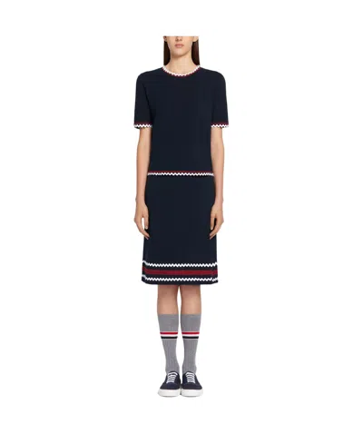 Thom Browne Zigzag-trim Pleated Rib T-shirt In Black