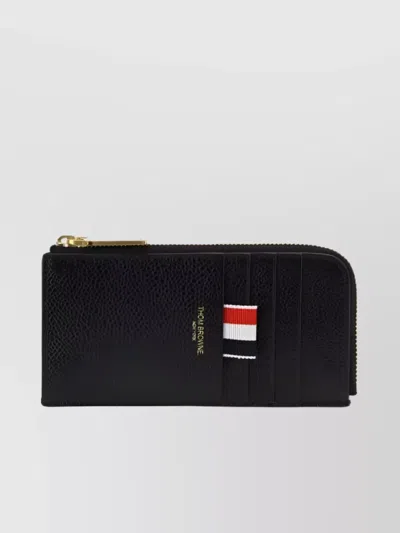 Thom Browne Zipped Logo Wallet In Black