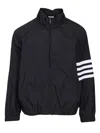 Thom Browne Jacket High Collar Elastic Cuffs Stripe Sleeves In Black
