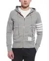 Thom Browne Center-back Stripe Zip-up Hoodie In Grey