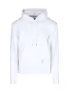 Thom Browne Hooded Sweatshirt With Kangaroo Pocket And Striped Detail In White