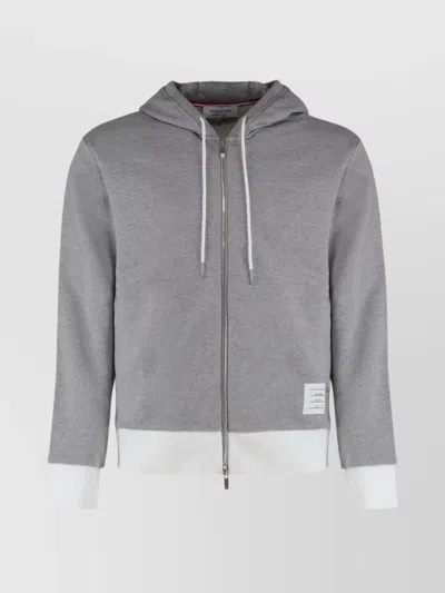 THOM BROWNE ZIP HOODIE TRICOLOR DETAIL