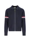 Thom Browne Milano Cotton Blend Bomber Jacket In Blue