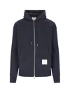 Thom Browne Center-back Stripe Loopback Hoodie In Blue