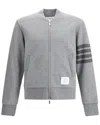 Thom Browne Three-stripe Zip-up Sweatshirt In Gray