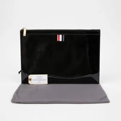 Thom Browne Zip Tablet Small Clutch In Black