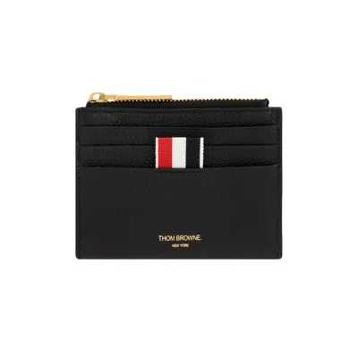 Pre-owned Thom Browne Zip Top Card Holder In Soft Pebble Grain Leather 'black' | Men's Size Onesize