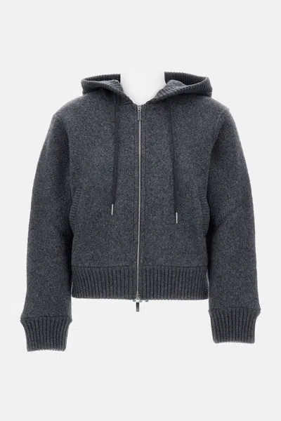 THOM BROWNE ZIP UP HOODIE IN WOOL