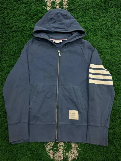 Pre-owned Thom Browne Zip Up Hoodie Powder Blue