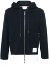 Thom Browne Zip Up Hoodie With Engineered 4 Bar In Color Blocked Solid In Blue