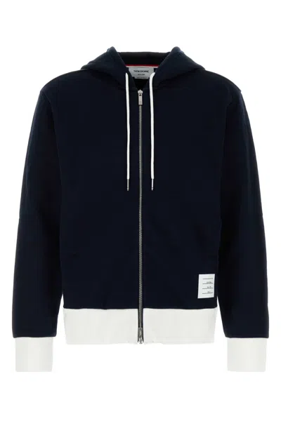 THOM BROWNE THOM BROWNE ZIP UP HOODIE WITH ENGINEERED 4 BAR IN COLOR BLOCKED SOLID CLASSIC LOOPBACK JERSEY