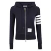 Thom Browne Zip-up Hoodie With Four-bar Detail In Blue