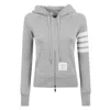 Thom Browne Zip-up Hoodie With Four-bar Detail In Gray