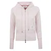 Thom Browne Zip-up Hoodie With Four-bar Detail In Pink