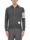 Shop Thom Browne Zip-up Hoodie With Striped Detail