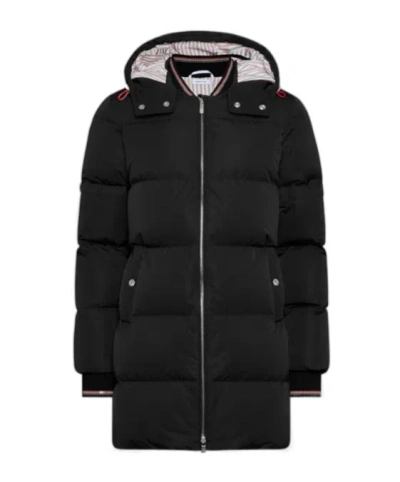 Thom Browne Zip-up Padded Coat In Black