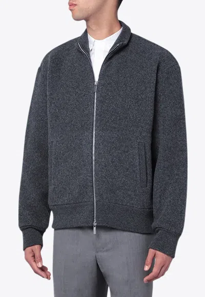 THOM BROWNE ZIP-UP WOOL CARDIGAN