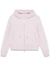 Thom Browne Wool Fleece Full Zip Hoodie In Pink