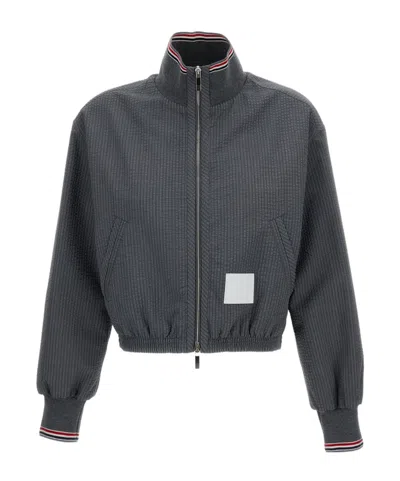 Thom Browne Zip-fastening Patch-detailed Jacket In Black