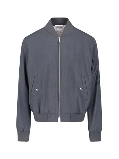 Thom Browne Zip-front Bomber Jacket In Gray
