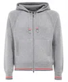 Thom Browne Men Cashmere Zip-up Hoodie In Grey