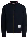 Thom Browne Cotton Zip Hoodie And Pockets In Blue