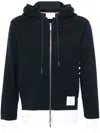 Thom Browne Zip Up Hoodie With Engineered 4 Bar In Color Blocked Solid In Blue