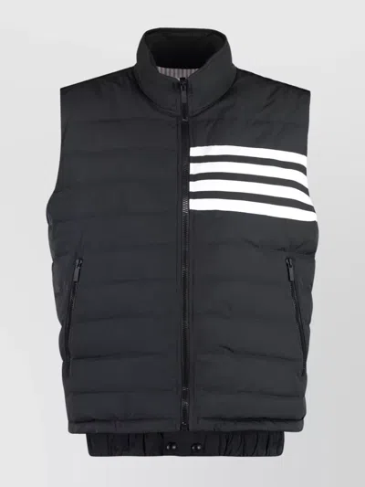 Thom Browne Zippered Field Vest Tricolor Detail In Black