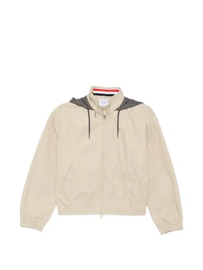 Thom Browne Zip-up Hooded Jacket In Neutral