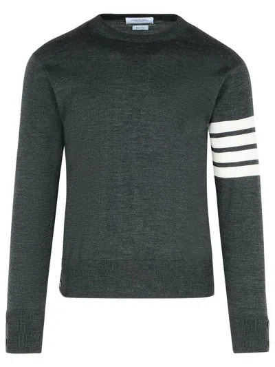 THOM BROWNE THOM BROWNE '4 BAR' GREY VIRGIN WOOL SWEATER