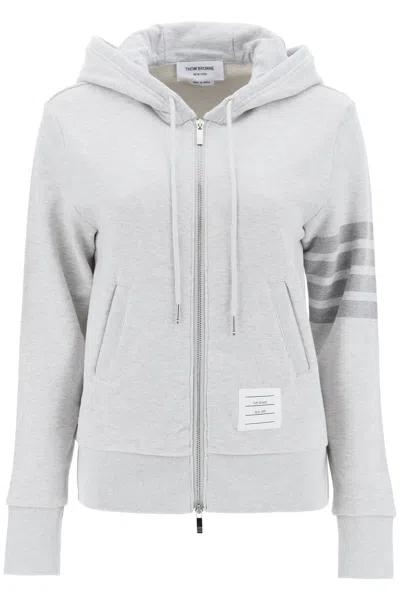 Thom Browne 4-bar Hoodie With Zipper And In Grey