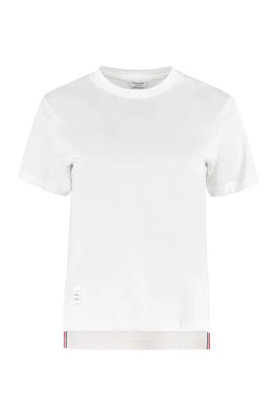 Thom Browne -inspired Asymmetric Hem Cotton Crew-neck T-shirt For Women In Multi
