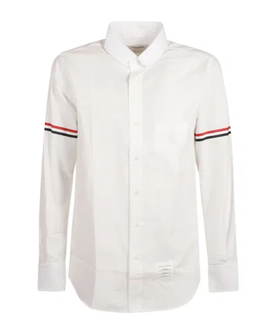 Thom Browne Long-sleeve Cotton Shirt With Striped Accents In Multi