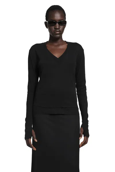 Thom Krom 2 In 1 V-neck T-shirt In Black