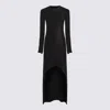Thom Krom Slim Fit Viscose Blend Stretch Crepe Crew Neck Maxi Dress 219.00 In Black