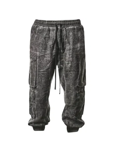 Thom Krom Acid-wash Drawstring Cargo Pants In Gray