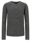 Thom Krom Crew-neck Distressed Sweater In Gray