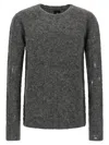 Thom Krom Crew-neck Distressed Sweater In Black