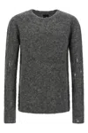 Thom Krom Crew-neck Distressed Sweater In Gray