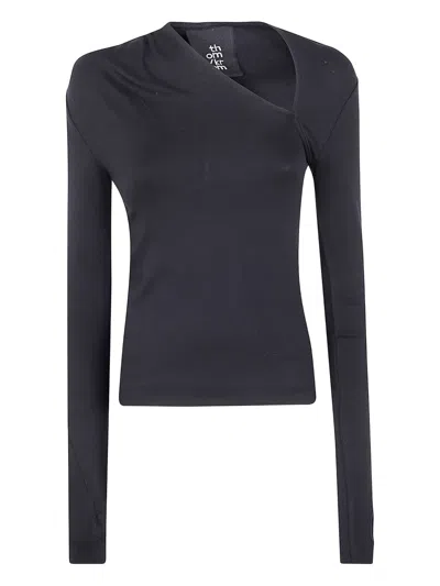 Thom Krom Asymmetric Neckline Long-sleeve Top In Black