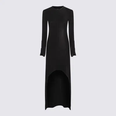 Thom Krom Slim Fit Viscose Blend Stretch Crepe Crew Neck Maxi Dress 219.00 In Black