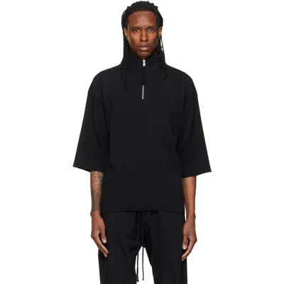 Thom Krom Half-zip Short-sleeve Sweatshirt In Black