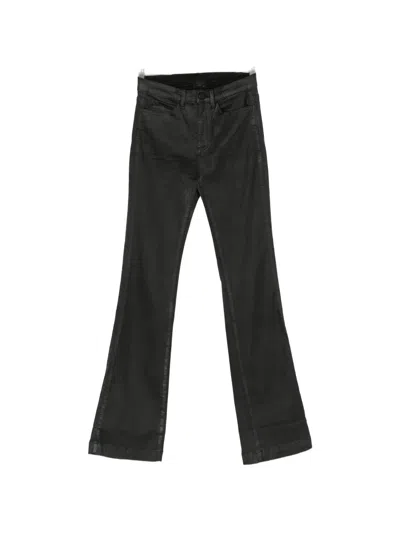 Thom Krom Coated Flared-leg Trousers In Black