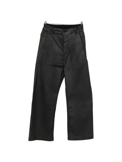 Thom Krom Coated Straight-leg Trousers In Black